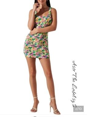 ASTR the Label Dolcetto Floral Bodycon Mini Dress Lavender Multi Sz S